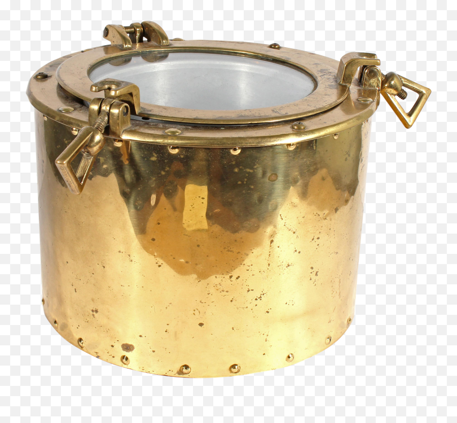 Vintage Brass Porthole Ice Bucket - Cylinder Png,Porthole Png