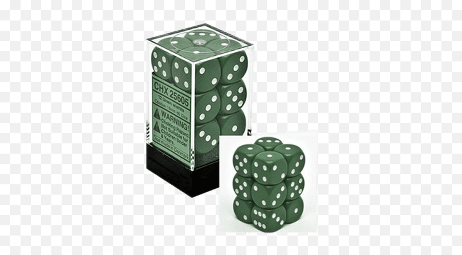 Chessex 12 Green Wwhite Opaque 16mm D6 Dice Block - Chx25605 Poker Png,Transparent Dice