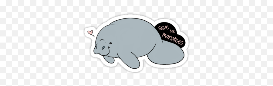 Save The Manateesu0027 Sticker By Peyhae Stickers Manatee - Save The Manatee Cartoon Png,Manatee Png