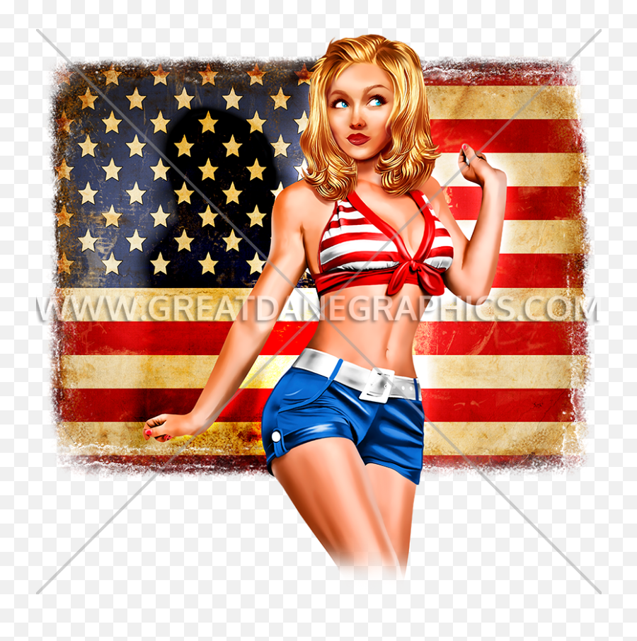American Pinup Girl - American Flag Pinup Png,Pin Up Girl Png