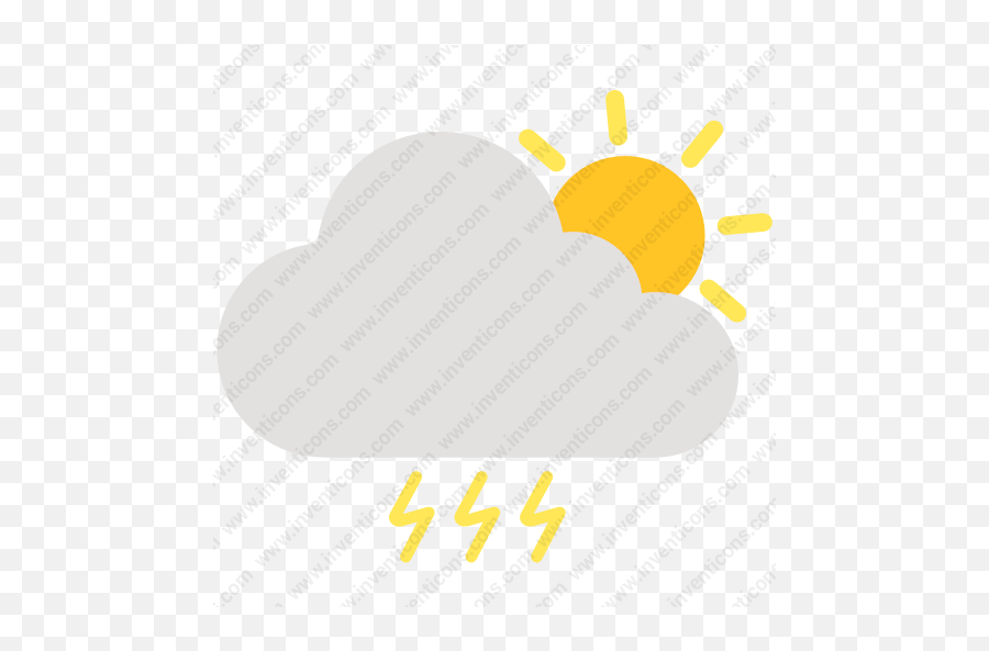Download Cloud Sun Thunder Vector Icon Inventicons - Language Png,Thunderstorm Png