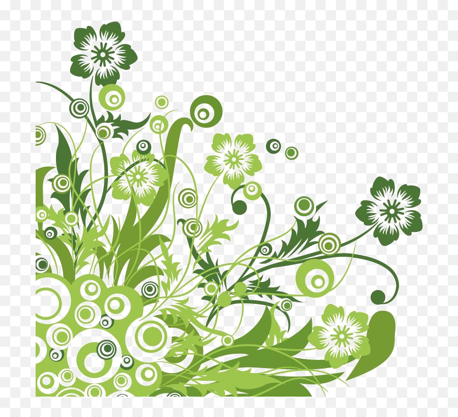Download Hd Green Floral Design Vector Graphic Copy - Green Green Flower Vector Png,Flower Graphic Png