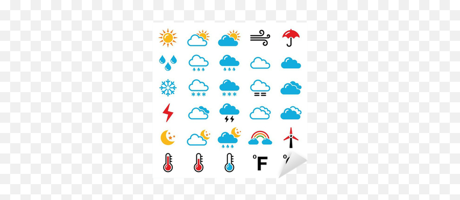 Sticker Weather Forecast Colorful Vector Icons Set - Pixersus Symbols Of Temperature Png,Twc Icon