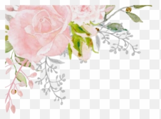 Watercolor Pink Flowers Floral Corner Roses Pastel Png - Corner Pink Flower Watercolor Png