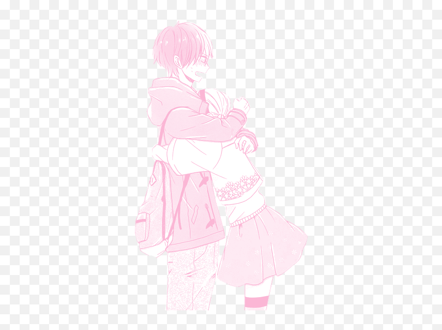 Anime Couple Pink Manga - Sticker By Gloomynight Cartoon Png,Anime Couple Transparent