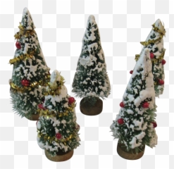 Download 5 Flocked Bottle Brush Trees - Christmas Tree Png,Tinsel Png