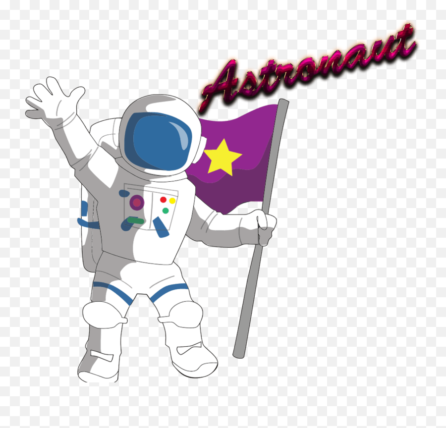 Astronaut With Flag Drawing Clipart - Cartoon Space Astronaut Drawing Png,Astronaut Transparent Background