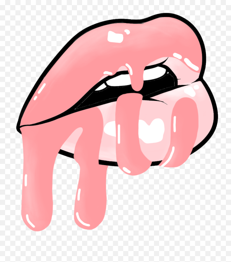 Dripping Pink Glossy Lips Sticker - Pink Lips Sticker Png,Redbubble Logo Png