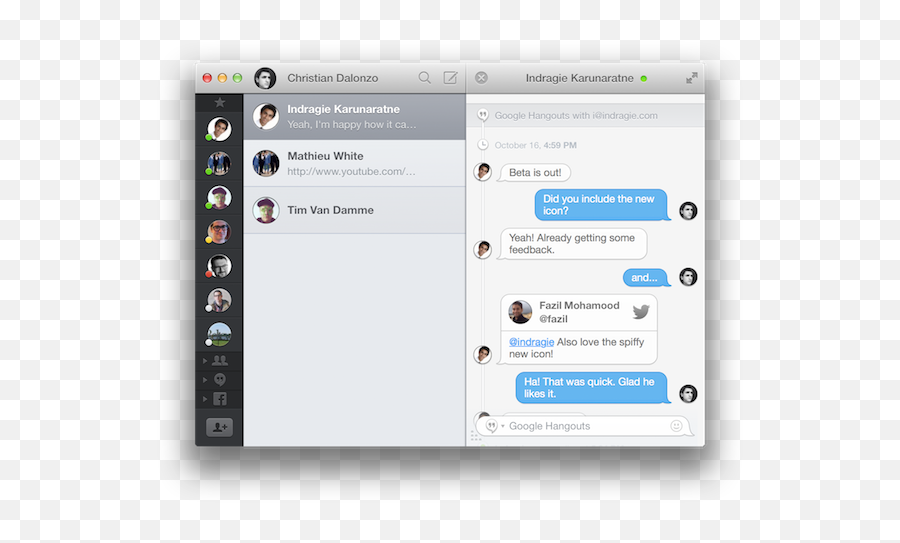 Google Hangout And Facebook Chat App - Hangouts Chat Macos Png,Hangouts Transparent Ui