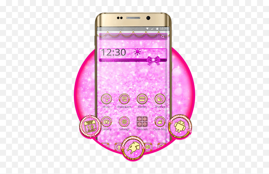 Pink Glitter Bling Theme Apk 114 - Download Apk Latest Version Smartphone Png,Bling Icon