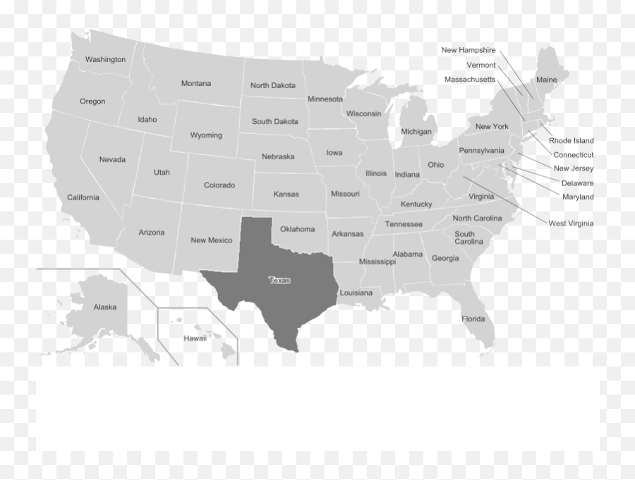 Us Map Texas Highlighted - 2nd Circuit Court Png,Texas Png