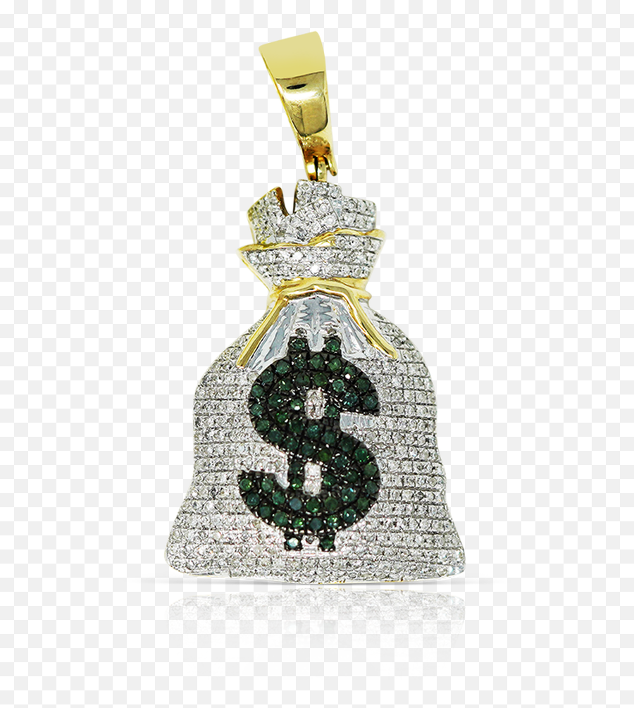 10k Yellow Gold Money Bag Pendant 091ct With Chain - Locket Png,Money Bag Transparent