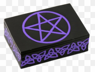 Painted Wood Box With Purple Pentacle - png