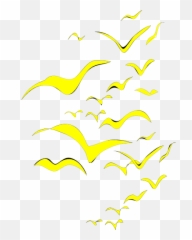 Yellow Bird Flock Vertical Clip Art - vector Illustration png