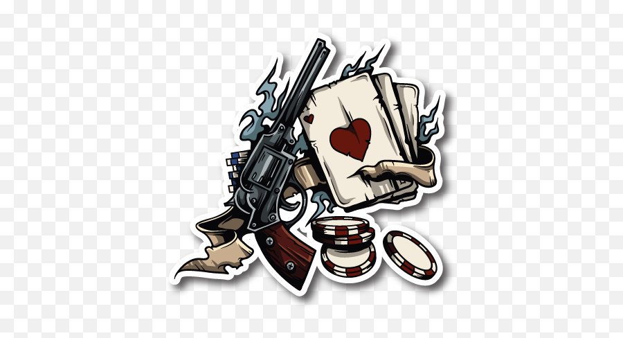 Download Gambling Chips Guns And Cards - Tattoo Stickers Png,New Sticker Png