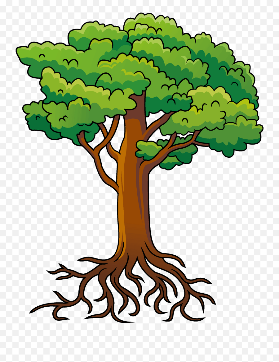 Tree With Roots Clipart - Green Tree With Roots Clipart Png,Tree With Roots Png