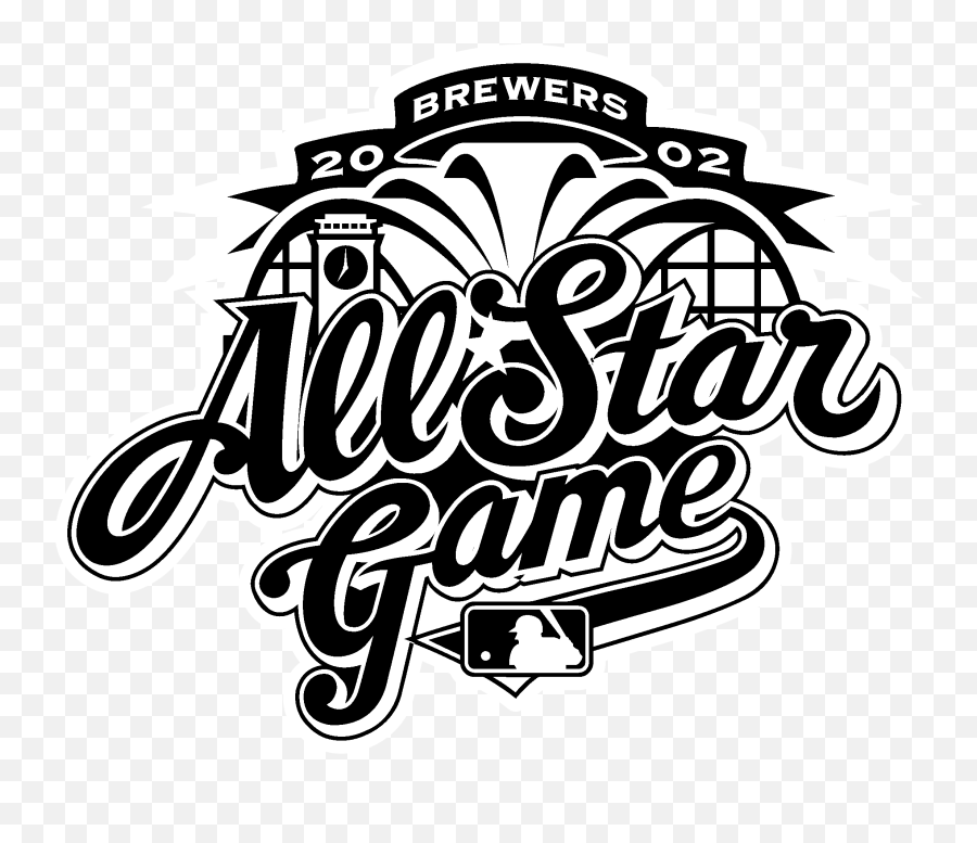 Download All Star Game 03 Logo Black And White - Mlb All 2002 Major League Baseball Game Png,Mlb Logo Png