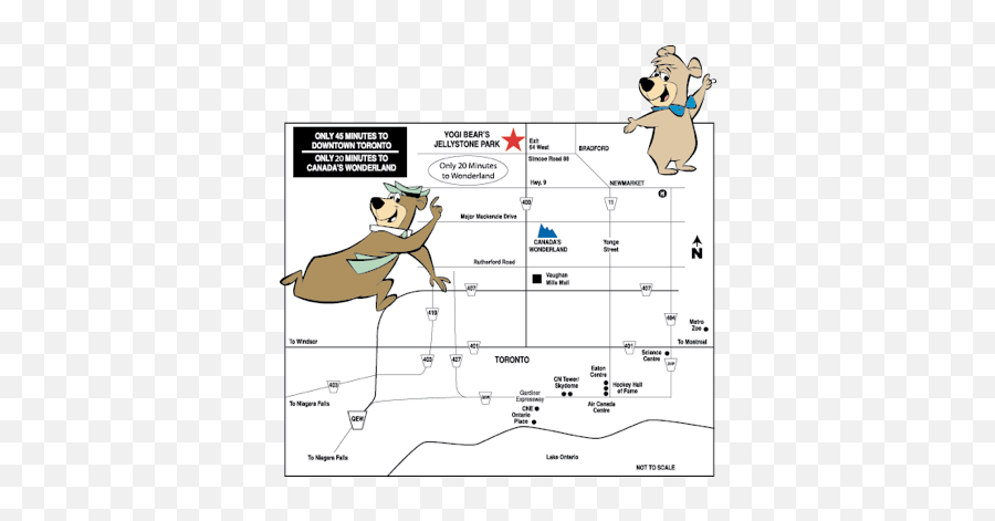 Park Map And Directions Toronto Ontario Jellystone - Yogi Bear Park Signs Png,Yogi Bear Png