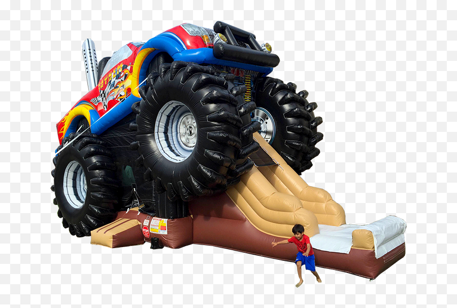 Monster Truck Combo Moonwalk Slide Bouncing Fun - Monster Truck Inflatable Rental Png,Blaze And The Monster Machines Png
