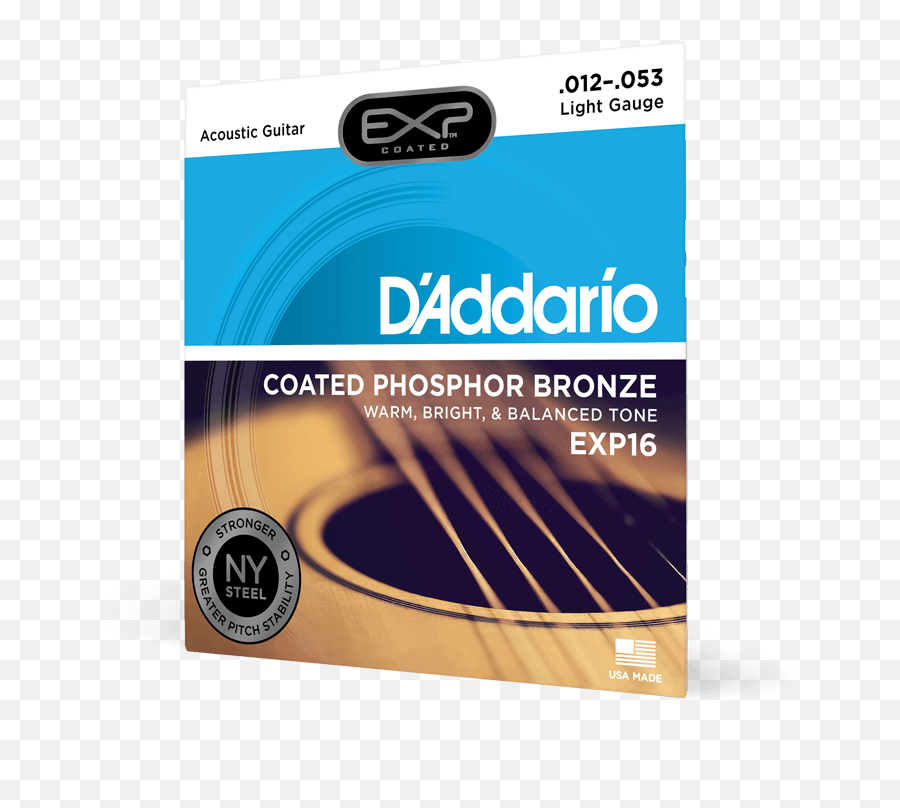 Exp16 Coated Phosphor Bronze Acoustic Guitar Strings D - D Addario Ej16 Phosphor Bronze Acoustic Guitar String Set Light 12 53 Png,D Transparent