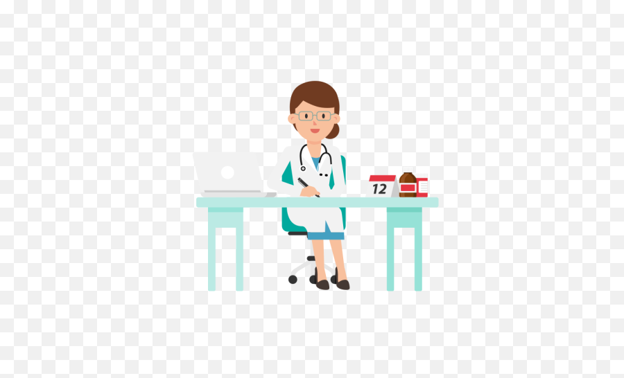 Doctor Working - Desk Doctor Clipart Png Doctor And Patient Cartoon Png,Doctor Clipart Png