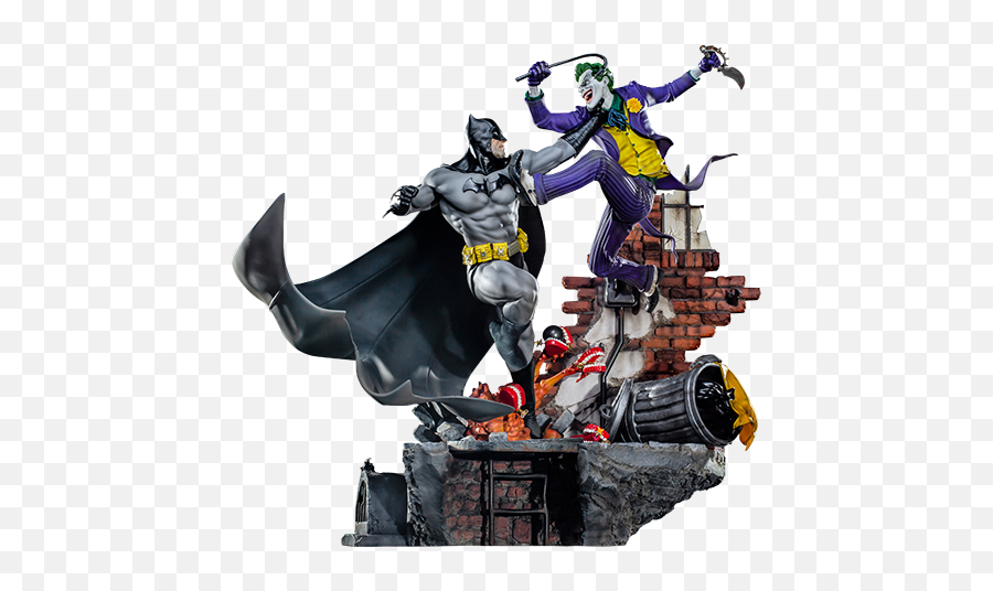 Dc Comics Batman Vs The Joker Sixth Scale Diorama By Iron Studios - Iron Studios Batman Vs Joker Png,Batman Joker Logo