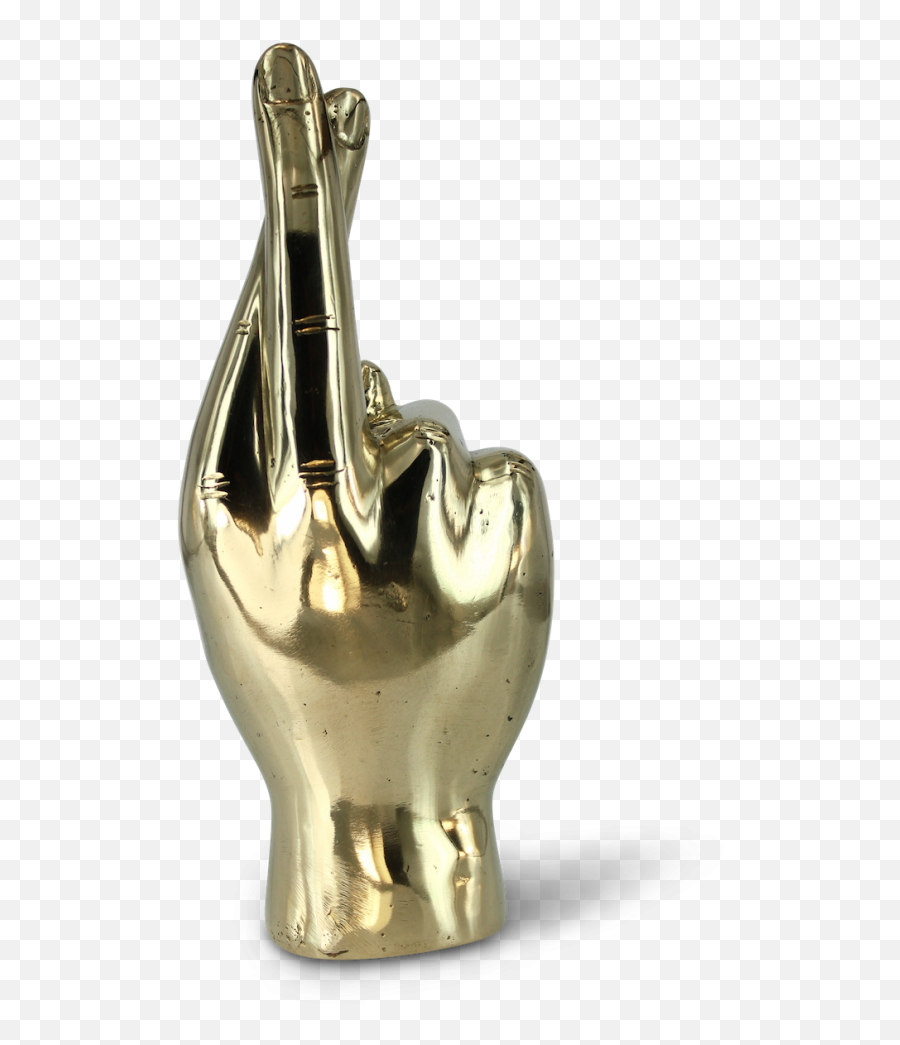 Fingers Crossed Brass Hand - Bronze Sculpture Png,Fingers Crossed Png