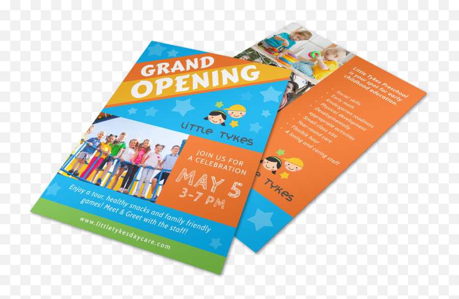 Awesome Daycare Grand Opening Flyer Template - Daycare Postcard Grand Opening Png,Grand Opening Png