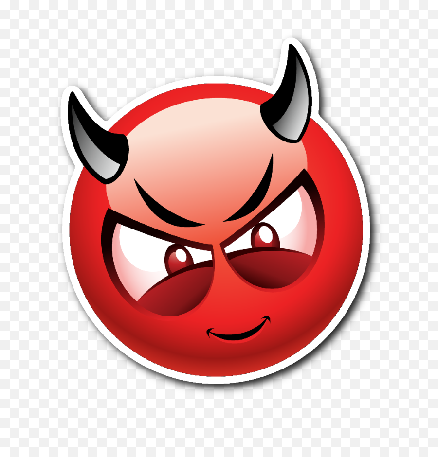 Devil Smiley Emoji Vinyl Die Cut Sticker - Devil Smiley Devil Emoji Png,Devil Transparent Background