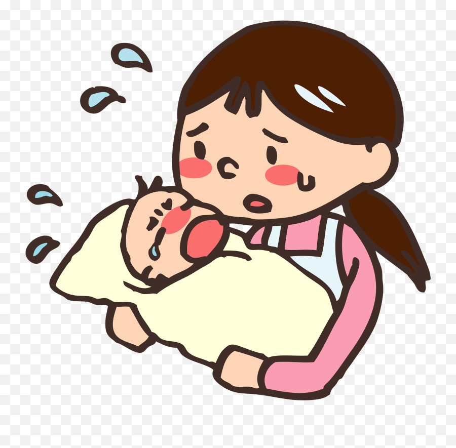 Mother And Baby Are Both Crying Clipart Free Download - Mother Holding Crying Baby Clipart Free Png,Baby Crying Png