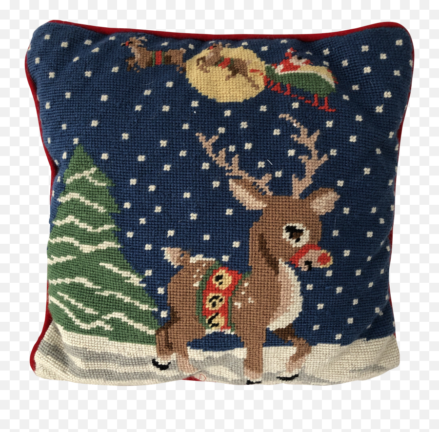 Rudolph The Reindeer Needlepoint 13x13 Wool Png Red Nosed