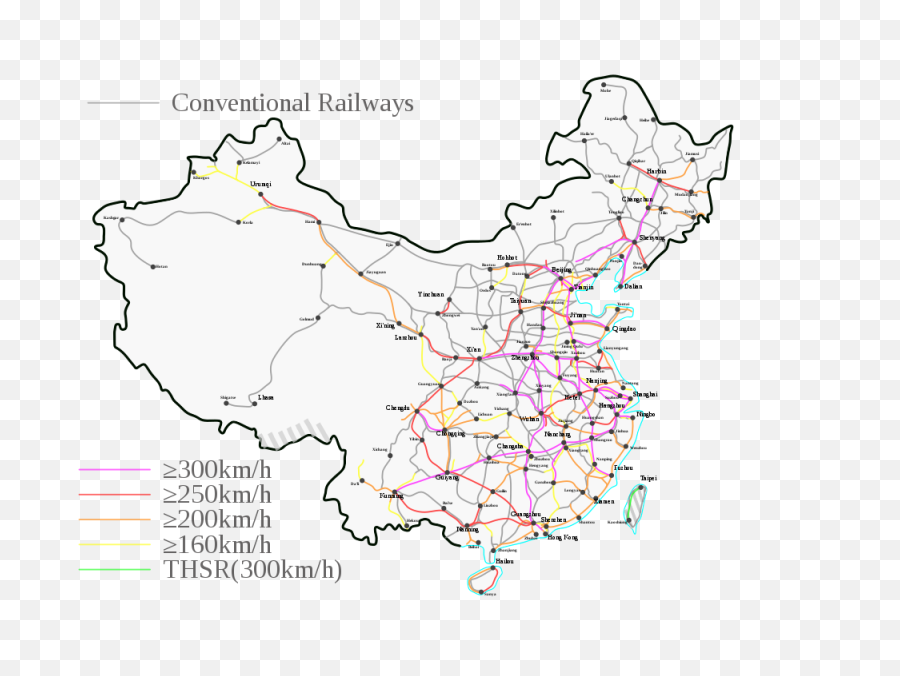 High - Speed Rail In China Wikipedia High Speed Train China Map Png,Train Transparent Background