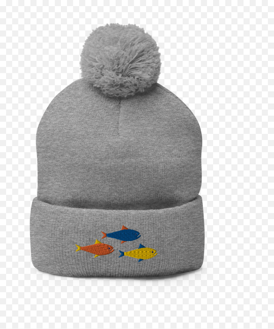 Fish Icon Embroidered Pom - Pom Beanie U2013 Philly Seaport Gift Shop Beanie Png,Seafood Icon