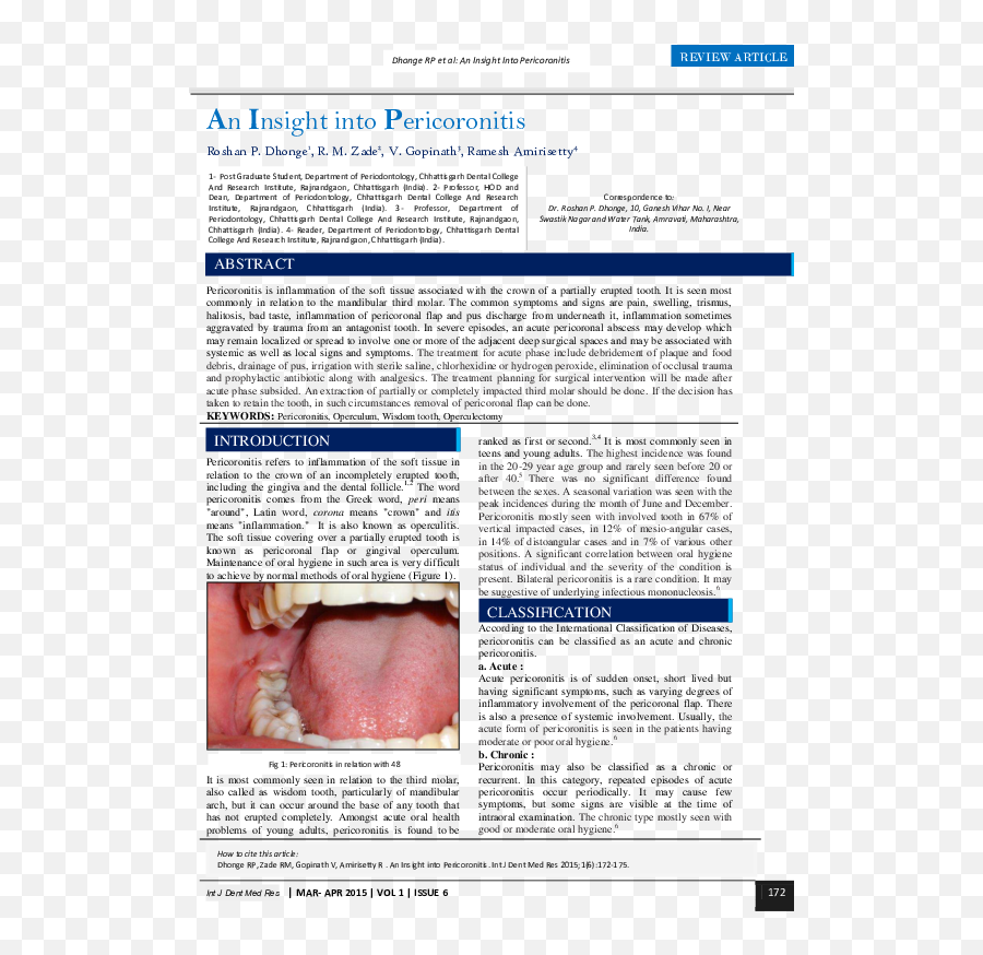 Pdf An Insight Into Pericoronitis Dr Roshan Dhonge - Document Png,Zade Icon Pack