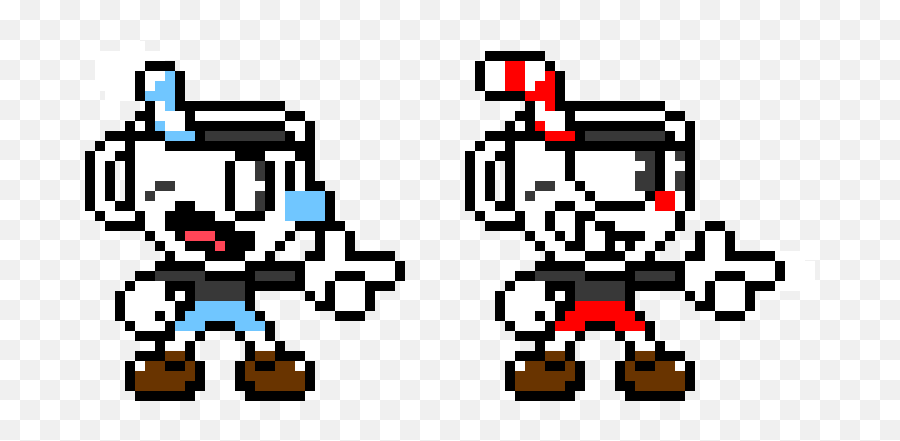 Cuphead And Mugman Pixel Art Maker - Cuphead Pixel Art Png,Cuphead Png