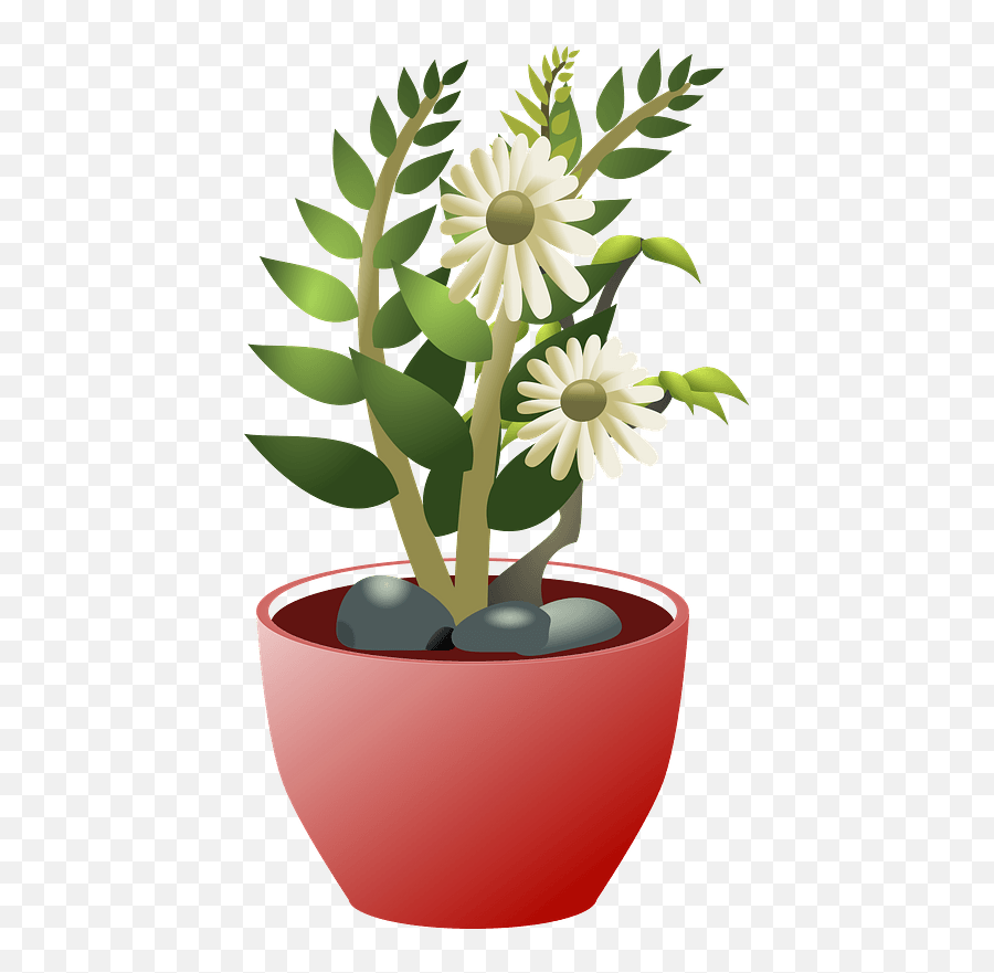 White Flowers In A Brown Pot Clipart - Background Pot Bunga Png,White Flower Transparent