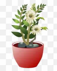White Flowers In A Brown Pot Clipart - Background Pot Bunga Png,White Flower Transparent