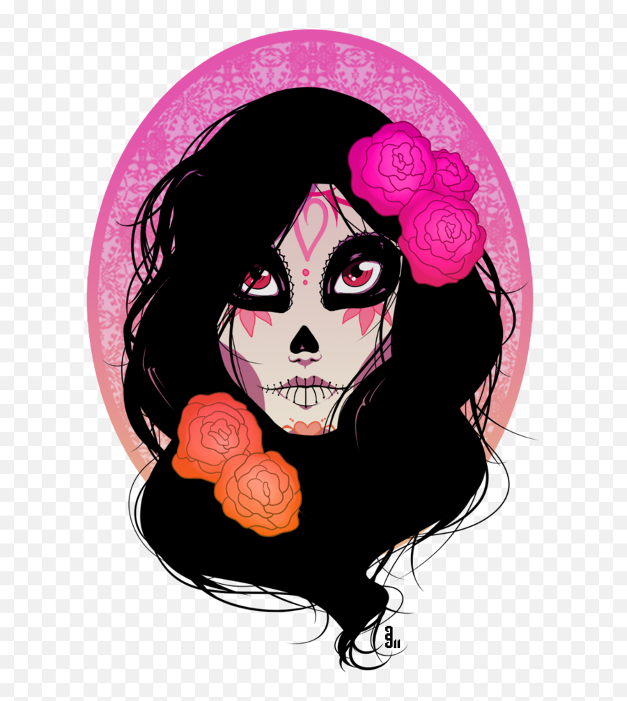 Sugar By Dahli - Sugar Skull Girl Transparent Clipart Full Sugar Skull Female Drawing Png,Sugar Skull Png