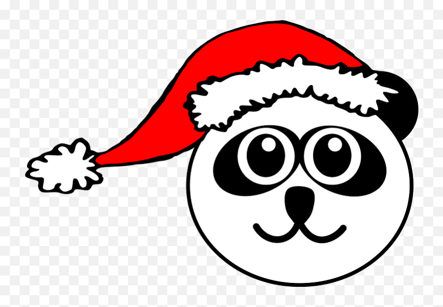 Panda Face With Santa Hat Clipart - Christmas Cat Face Emoji Png,Panda Face Png