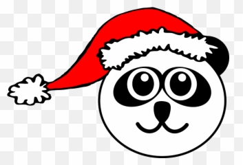 Panda Face With Santa Hat Clipart - Christmas Cat Face Emoji Png,Panda Face Png
