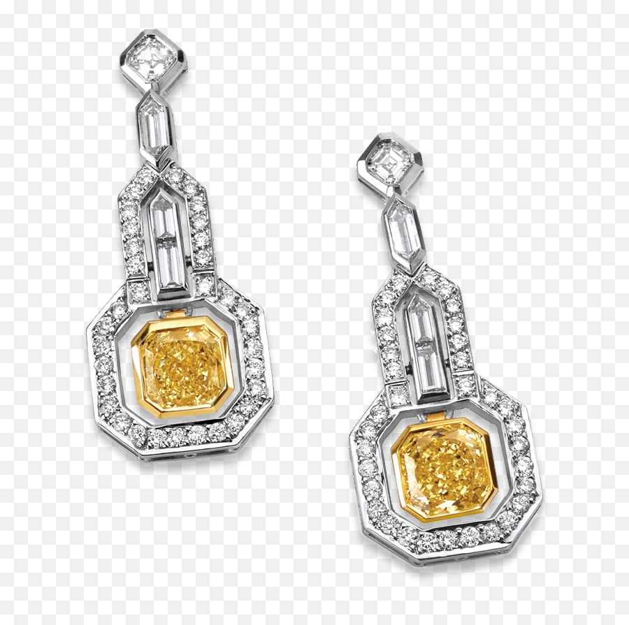 Art - Deco Colored And Colorless Diamond Earrings Victor Canera Solid Png,Diamond Earrings Png