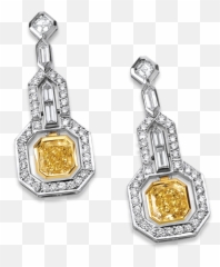 Art - Deco Colored And Colorless Diamond Earrings Victor Canera Solid Png,Diamond Earrings Png