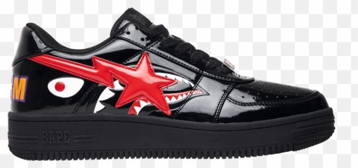 Bapesta Low Black Shark Face - Bapesta Shark Black Sneakers Png,Bape Shark Png