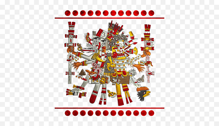 Codex Borgia - Aztec Gods Quetzalcoatl Wind God With Mictlantecuhtli God Of Death On Vellum Tshirt Mictlantecuhtli Codex Png,Quetzalcoatl Png