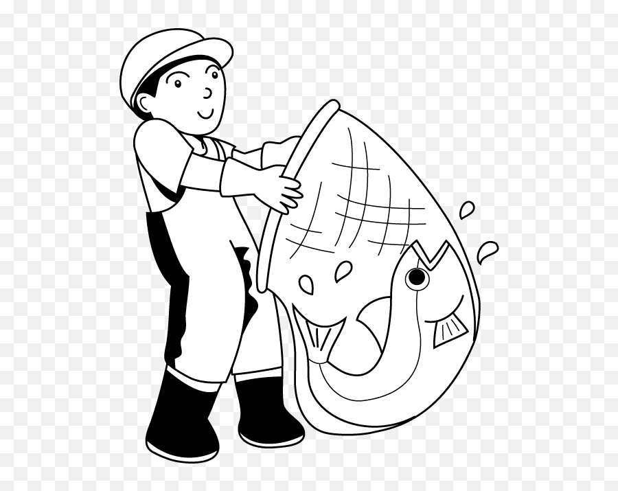 Free Fishing Net Cliparts Download Clip Art - Fisherman Cartoon Black And White Png,Fishnet Texture Png