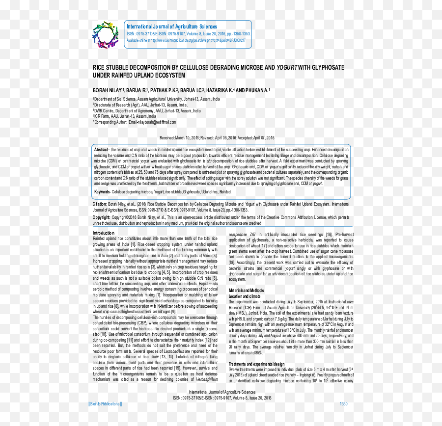 Pdf Rice Stubble Decomposition By Cellulose Degrading - Eleutherococcus Senticosus Distribution And Pharmacology 2020 Pubmed Png,Stubble Png