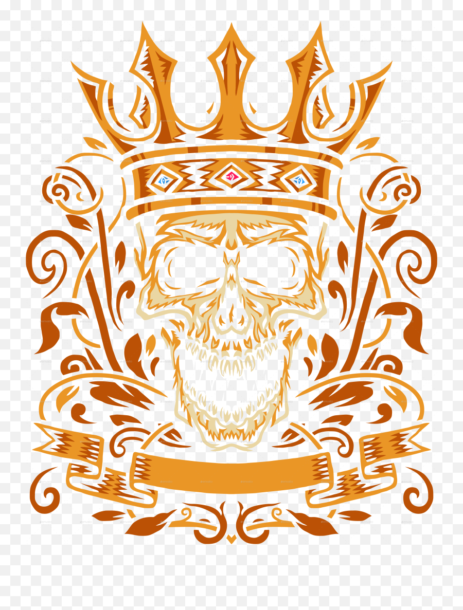 Skull With King Crown - Illustration Png,King Crown Transparent