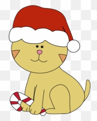 Cat Clipart Hat Transparent Free For Download - In Santa Hat Clip Art png