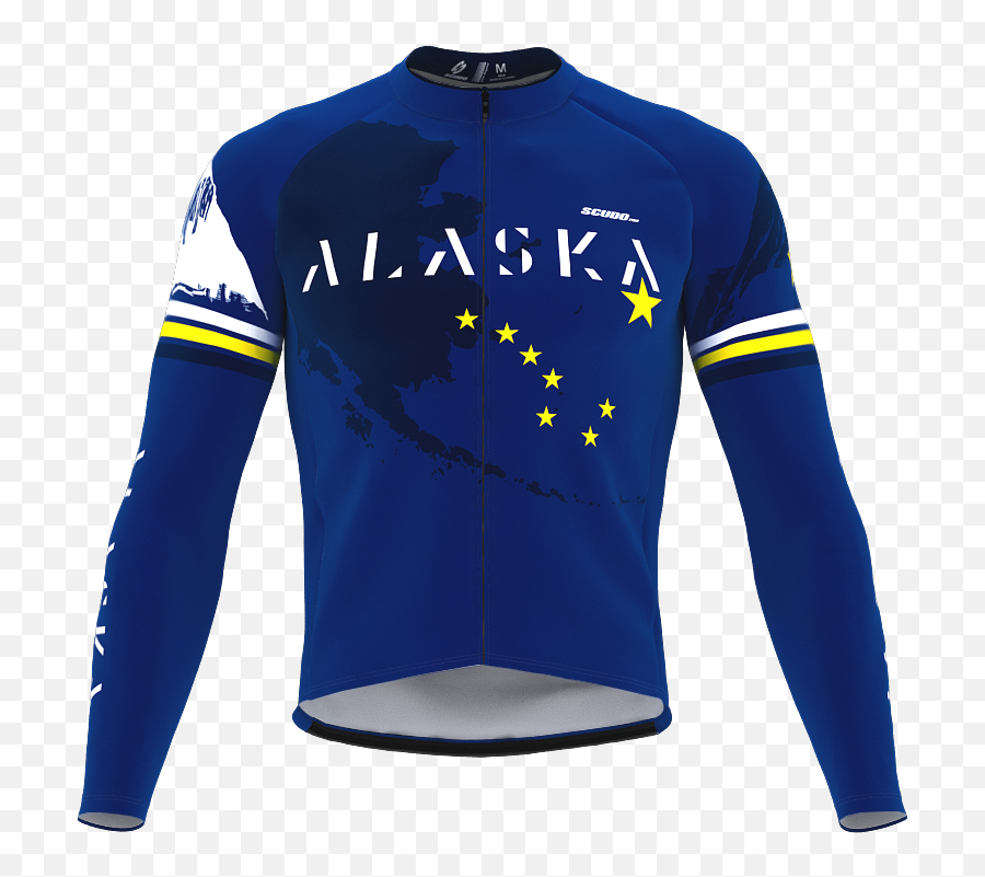Scudopro Pro Thermal Long Sleeve Cycling Jersey Alaska Usa State Icon Landmark Identity Men And Women - Long Sleeve Png,Icon Vest Size Chart