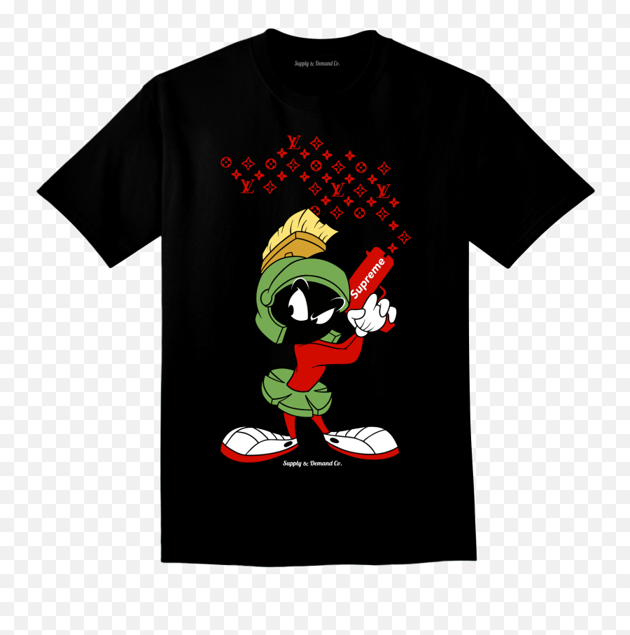 Marvin X Lv Supreme Black Tee - Marvin The Martian Supreme Png,Marvin The Martian Png
